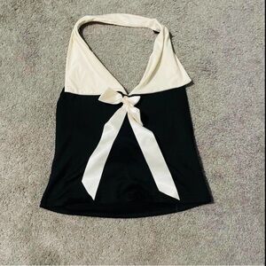 Elegant Black and Cream Halter Top